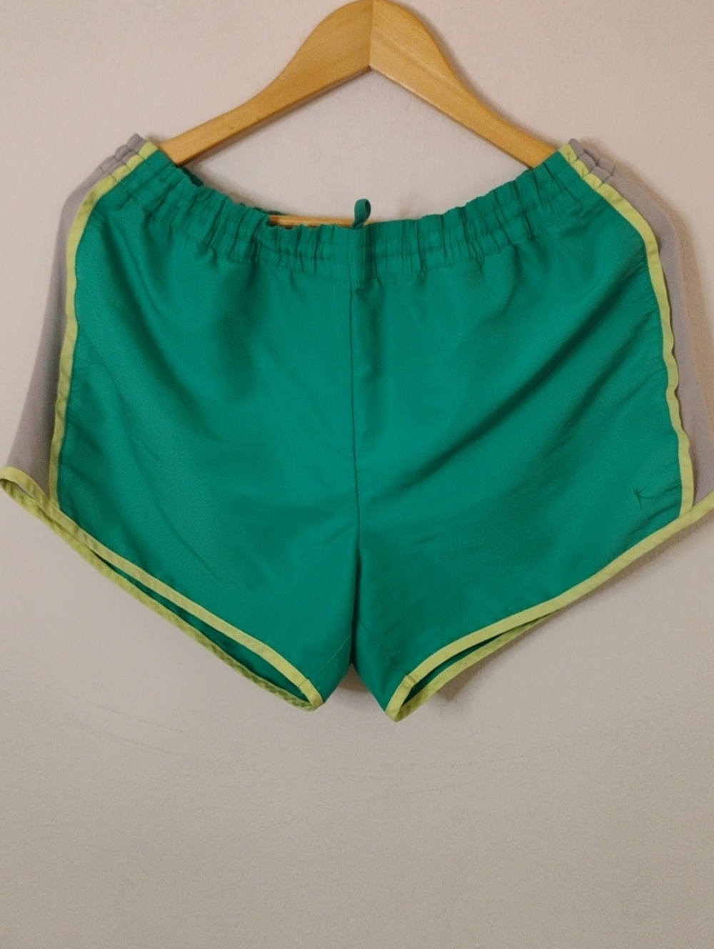 Danskin Now Green Athletic Shorts with Yellow Trim